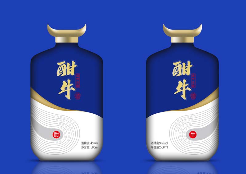 創意拼色白酒包裝設計